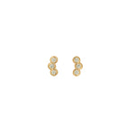 Load image into Gallery viewer, 3 stone Stud Earrings in Gold Vermeil - Nili Gem