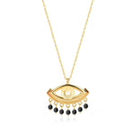 Load image into Gallery viewer, Dangling Evil Eye Pendant & chain In Gold Vermeil - Nili Gem