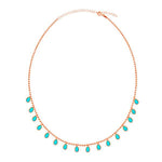 Load image into Gallery viewer, Dangling Tear Drop Turquoise Necklace In Rose Gold Plating - Nili Gem