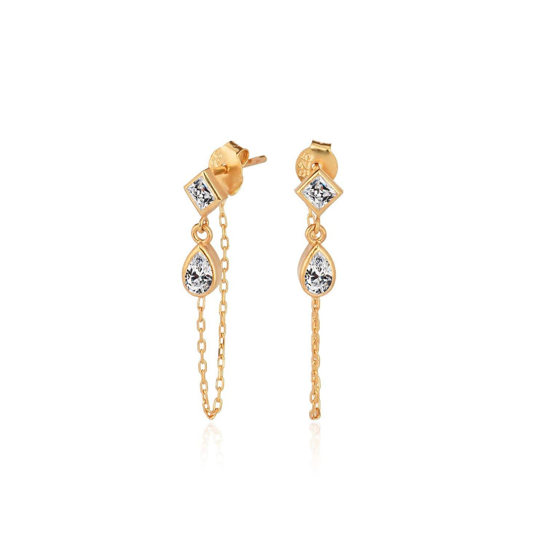 Drop Chain Earrings In Gold Vermeil - Nili Gem