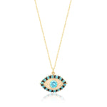Load image into Gallery viewer, Enameled Evil Eye Pendant & Chain In Gold Vermeil - Nili Gem