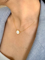Load image into Gallery viewer, Hand Cut Mother Of Pearl Pendant Necklace In Gold Vermeil - Nili Gem