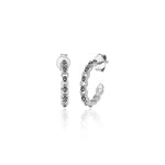 Load image into Gallery viewer, Handmade Enameled Evil Eye Half Hoop Earrings in Sterling Silver - Nili Gem