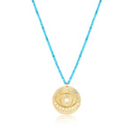 Load image into Gallery viewer, Handmade Evil Eye Pendant And Turquoise Bead Necklace In Gold Vermeil - Nili Gem