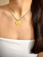 Load image into Gallery viewer, Handmade Evil Eye Pendant And Turquoise Bead Necklace In Gold Vermeil - Nili Gem