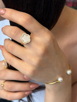 Load image into Gallery viewer, Handmade Pearl Bangle In Gold Vermeil - Nili Gem