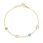 Load image into Gallery viewer, Heart Evil Eye Bracelet In Gold Vermeil - Nili Gem
