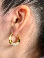 Load image into Gallery viewer, Hoop Latch Back Earrings Adorned with Cubic Zirconia - Nili Gem