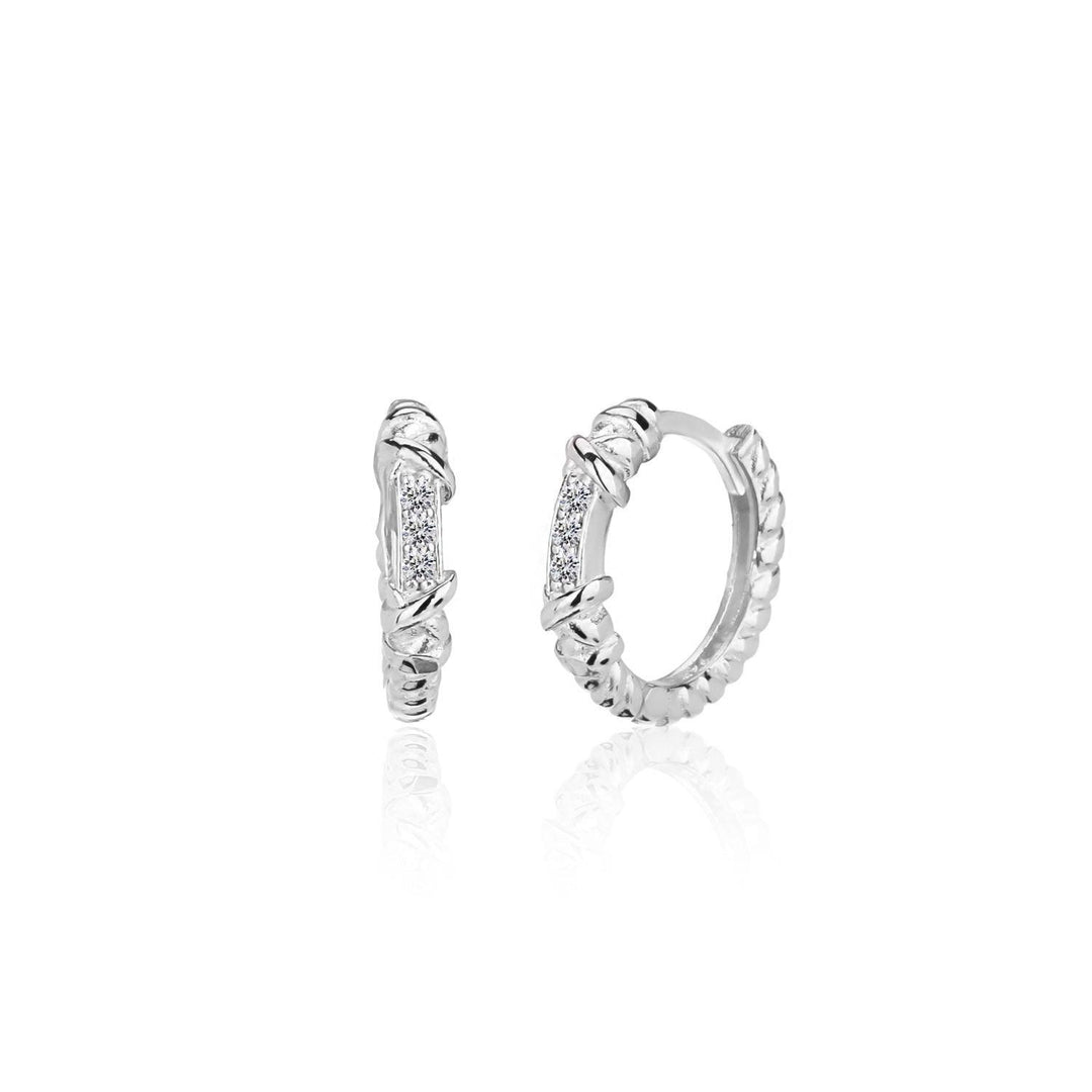 Hoop Sleeper earrings in sterling Silver - Nili Gem
