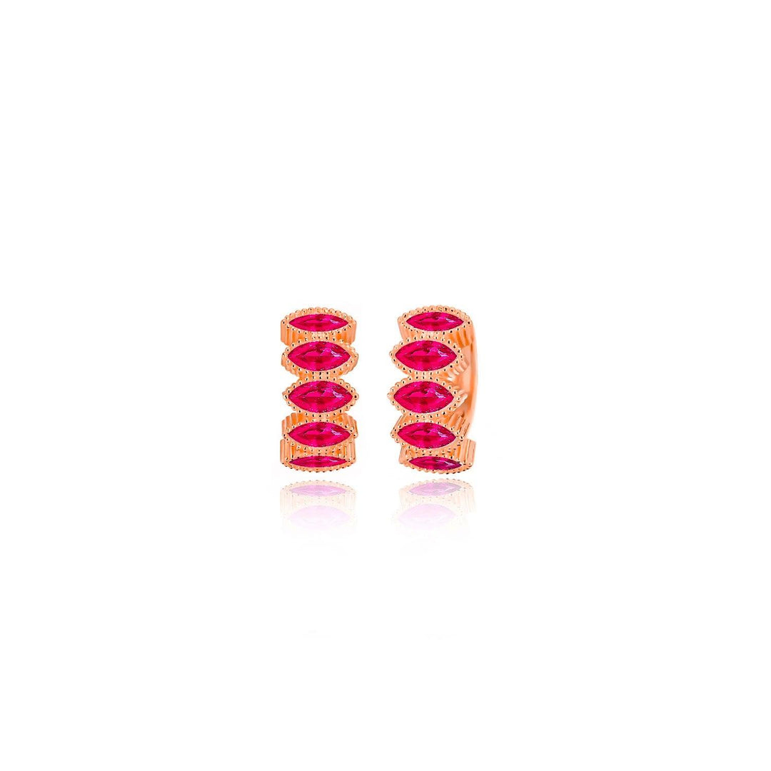 Marquise Ruby Hoop Earrings In Rose Gold Plating - Nili Gem