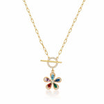 Load image into Gallery viewer, Multi Color Flower Pendant & Chain Necklace In Gold Vermeil - Nili Gem