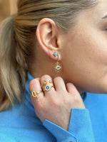 Load image into Gallery viewer, Niligem Evil Eye Hoop Earrings In Gold Vermeil - Nili Gem