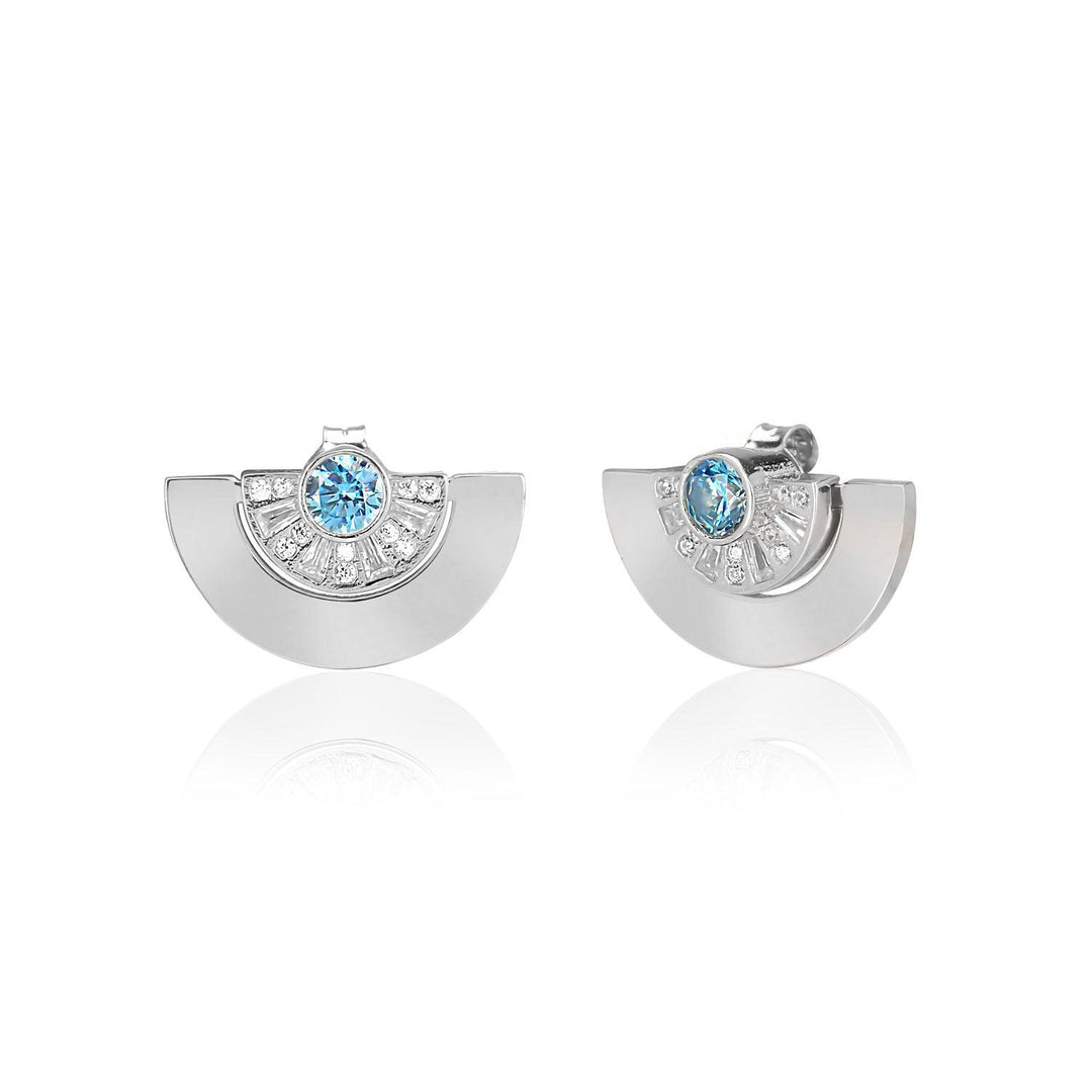 NiliGem Half Moon Stud Earrings In Sterling Silver - Nili Gem