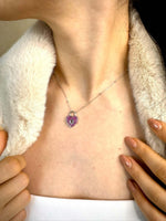 Load image into Gallery viewer, Pink Heart Lock Necklace In Sterling Silver - Nili Gem