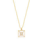 Load image into Gallery viewer, Square Handmade Enameled Pendant & Chain In Gold Vermeil - Nili Gem