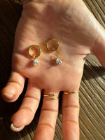 Load image into Gallery viewer, Tear Drop Charm Hoop Earrings in Gold Vermeil - Nili Gem