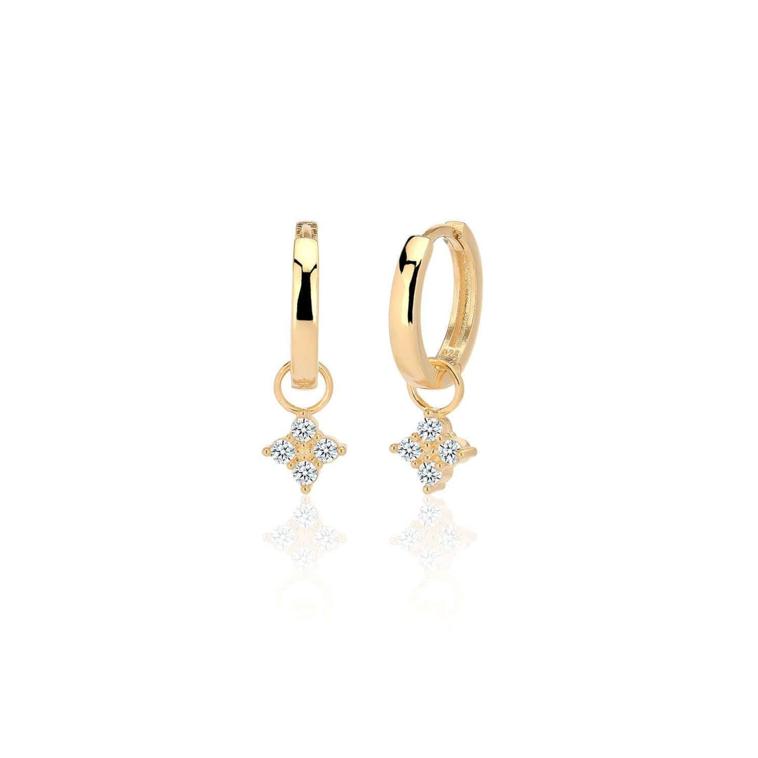 Trendy Star Charms Hoop Earrings In Gold Vermeil - Nili Gem