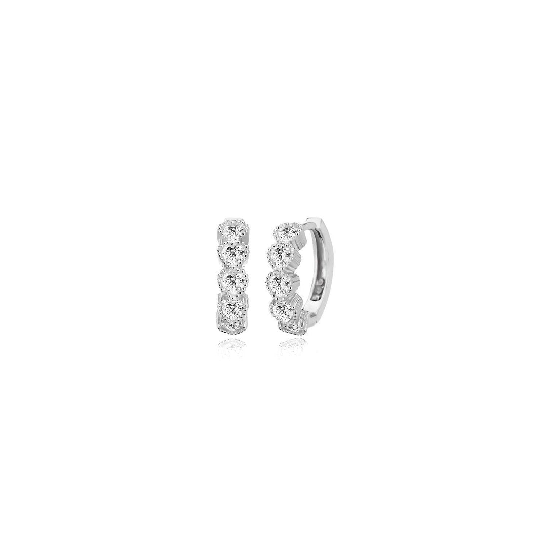 White Heart Hoop Earrings In Sterling Silver - Nili Gem