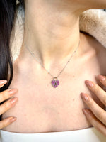 Load image into Gallery viewer, Pink Heart Lock Necklace In Sterling Silver - Nili Gem
