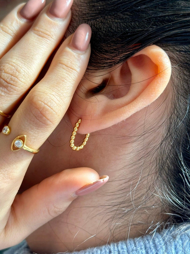 Beaded Hoop Earrings in Gold Vermeil - Nili Gem