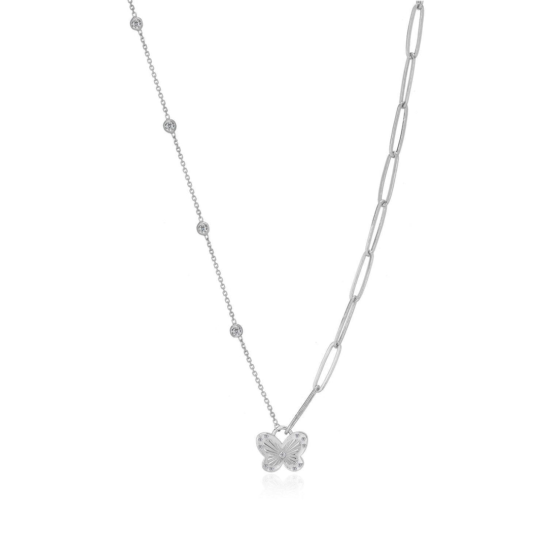 Butterfly Charm Necklace In Sterling Silver - Nili Gem