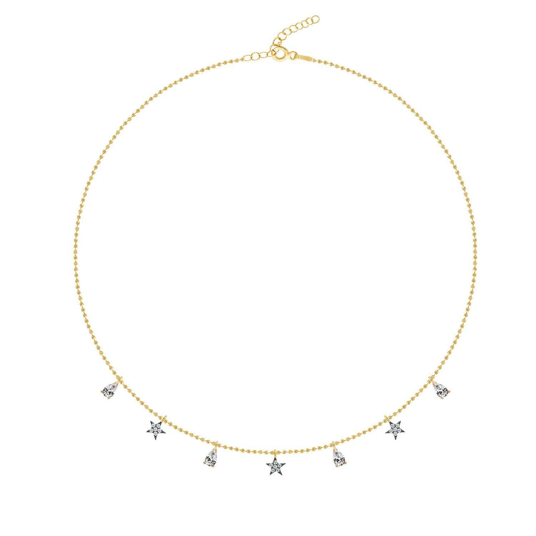 Chain Necklace Star And Tear in Gold Vermeil - Nili Gem