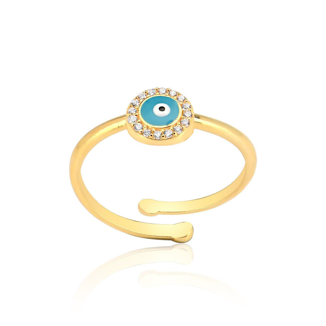 Classic Adjustable Evil Eye Ring In Gold Vermeil - Nili Gem