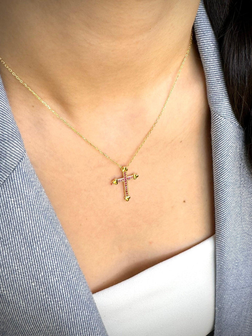 Classic Cross Pendant & Chain In Gold Vermeil - Nili Gem