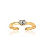 Load image into Gallery viewer, Classic Evil Eye Adjustable Ring In Gold Vermeil - Nili Gem
