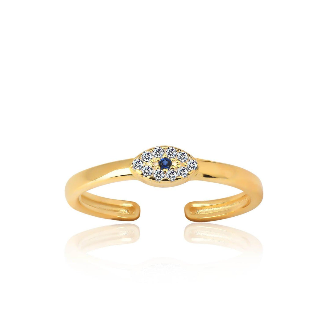 Classic Evil Eye Adjustable Ring In Gold Vermeil - Nili Gem