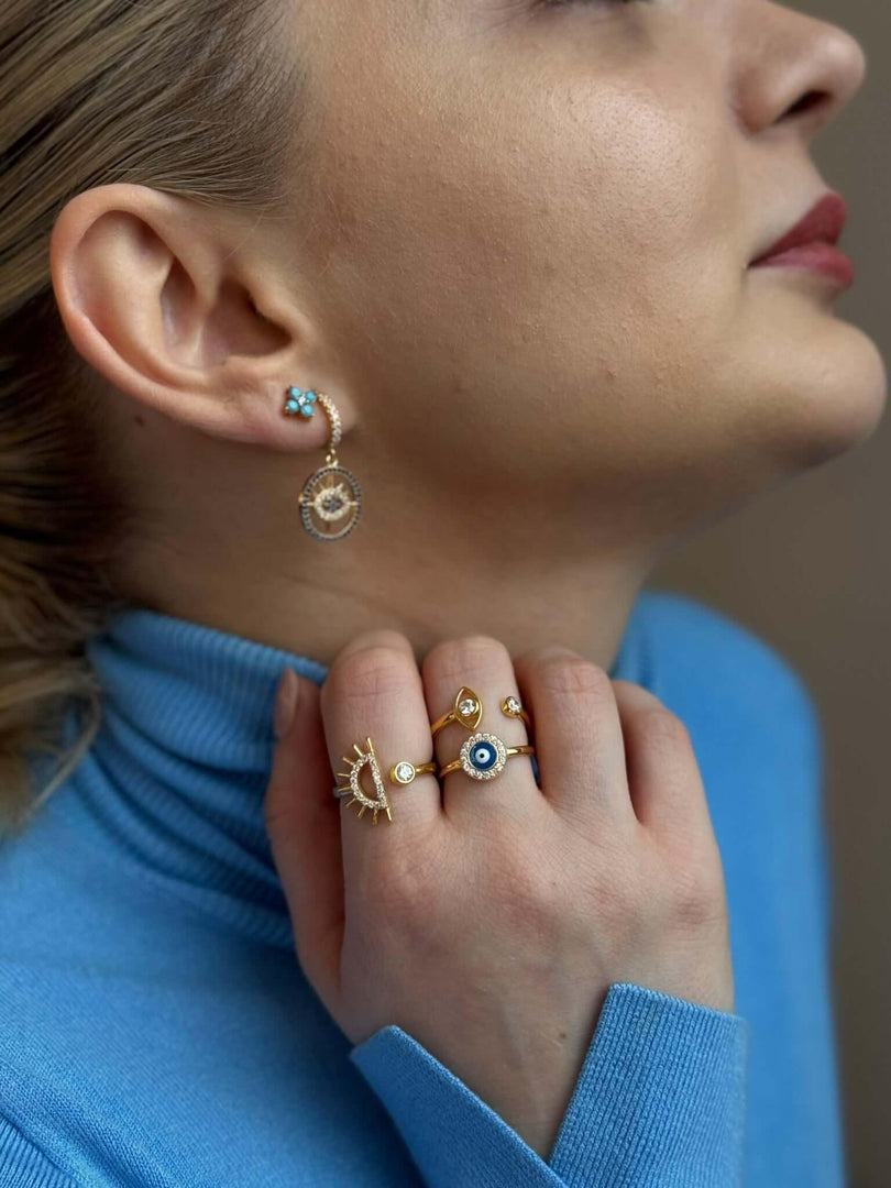 Classic Evil Eye Ring in Gold Vermeil - Nili Gem