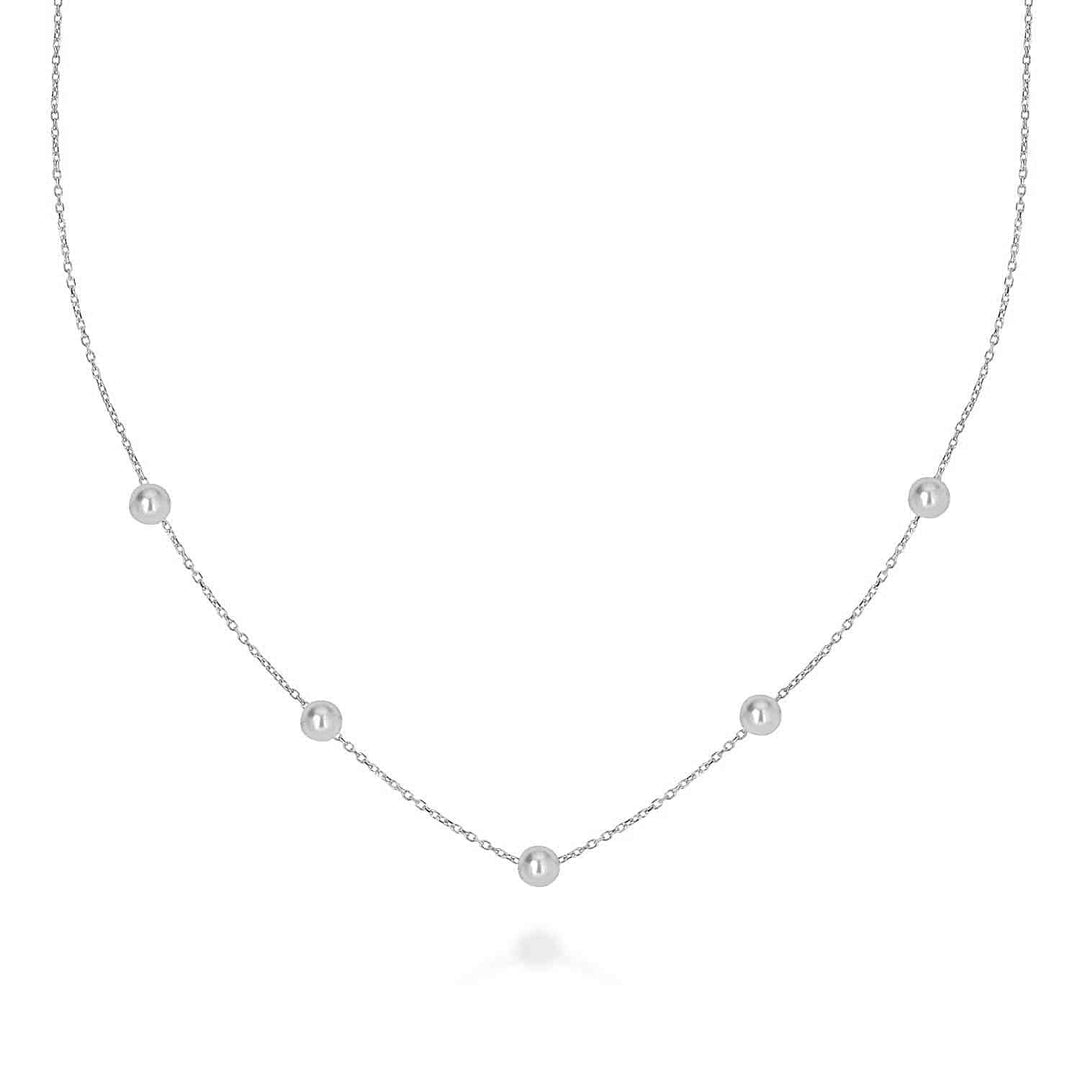 Classic Pearl Chain Necklace In Sterling Silver - Nili Gem