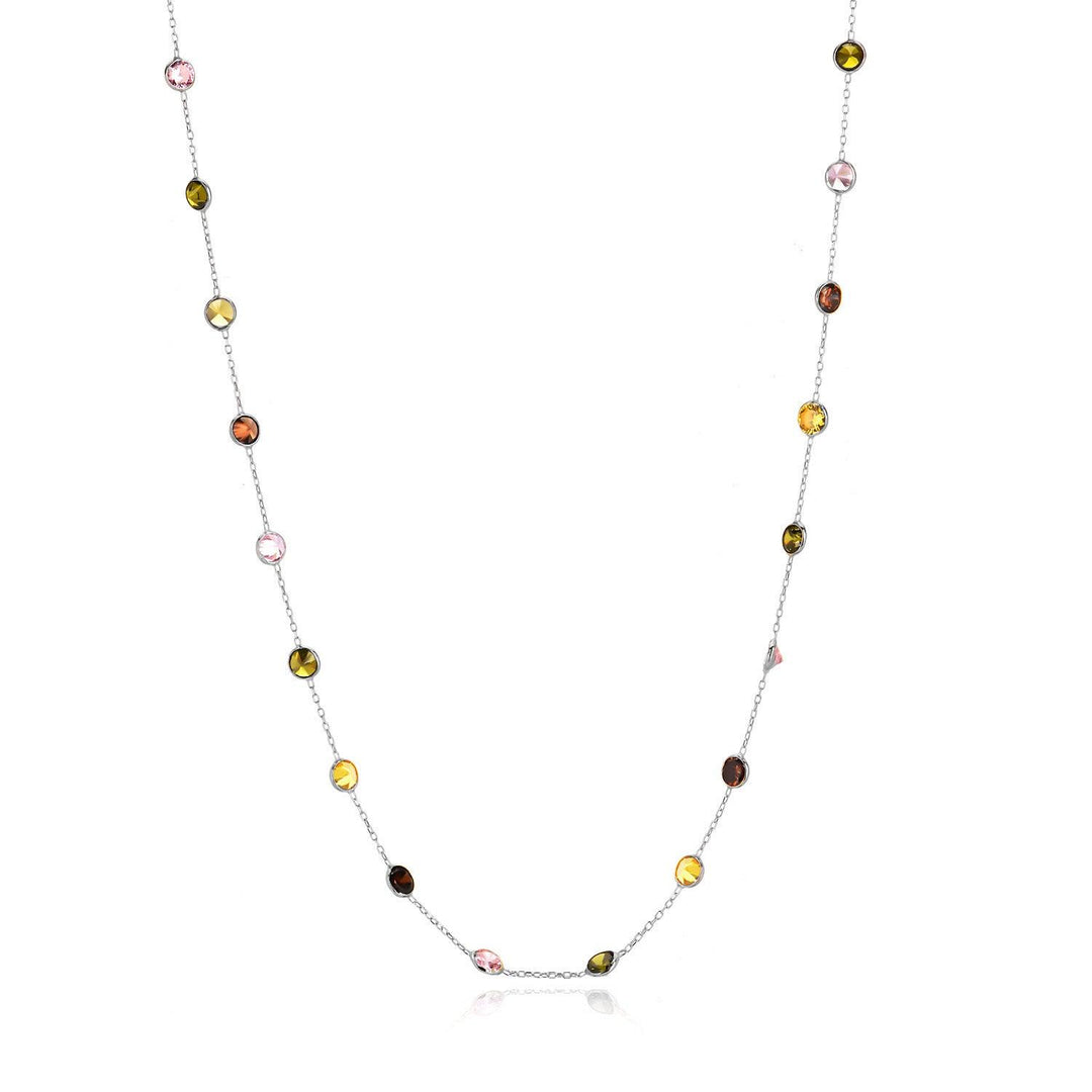 Colorful Gem Station Necklace In Sterling Silver - Nili Gem