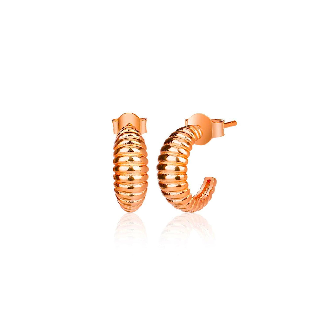 Croissant Open Hoop Earrings In Rose Gold Plating - Nili Gem