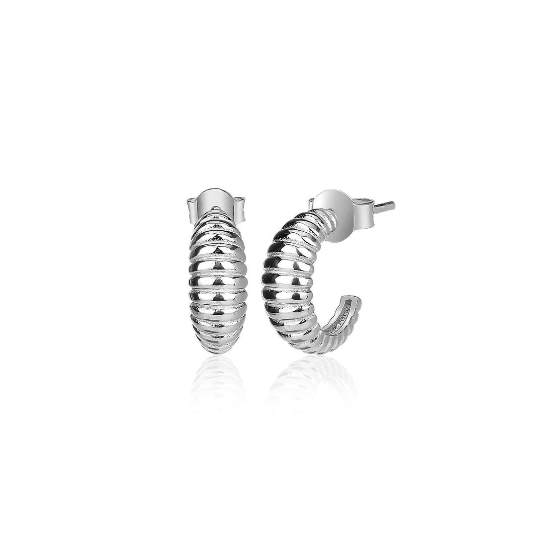 Croissant Open Hoop Earrings In Sterling Silver - Nili Gem