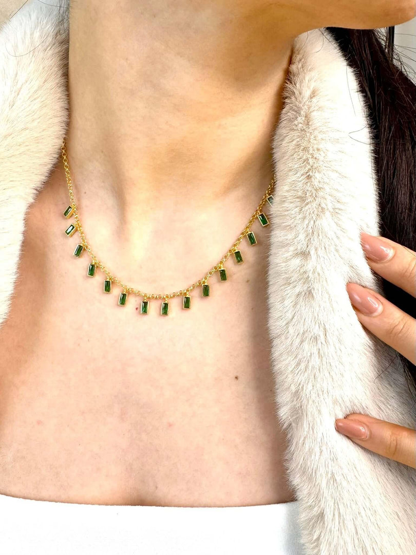 Dangling Baguette Party Necklace In Gold Vermeil - Nili Gem