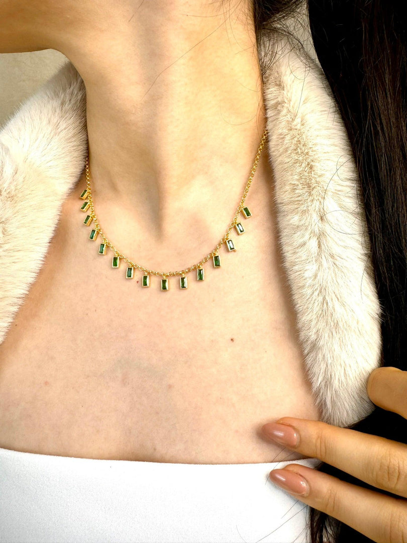 Dangling Baguette Party Necklace In Gold Vermeil - Nili Gem