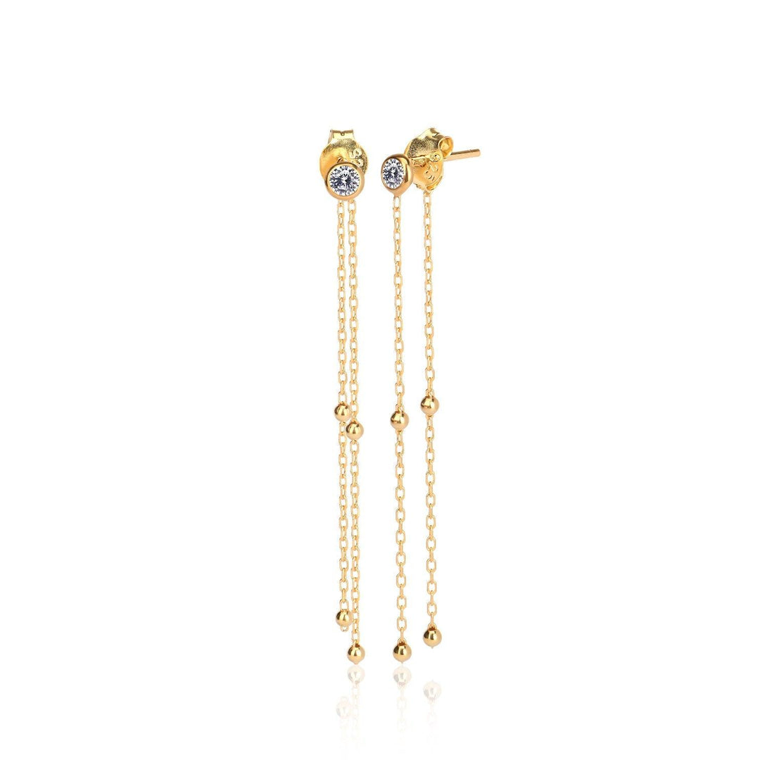 Dangling Ball Chain Earrings In Gold Vermeil - Nili Gem