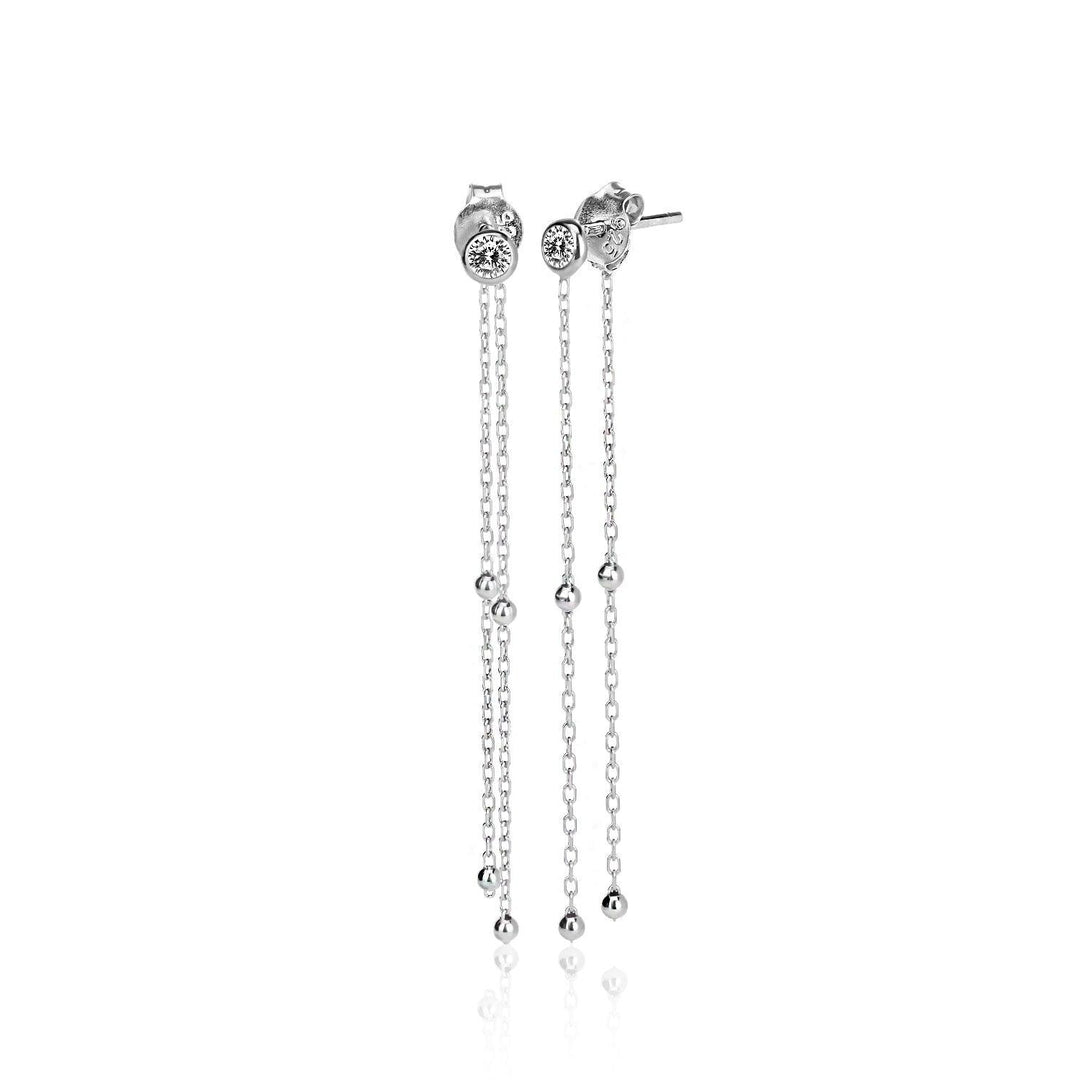 Dangling Ball Chain Earrings In Sterling Silver - Nili Gem