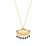 Load image into Gallery viewer, Dangling Evil Eye Pendant &amp; chain In Gold Vermeil - Nili Gem
