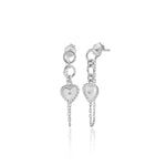 Dangling Heart Chain Earrings in Sterling Silver - Nili Gem