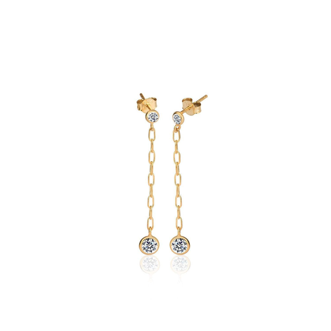 Dangling Paperclip chain Earrings In Gold Vermil - Nili Gem