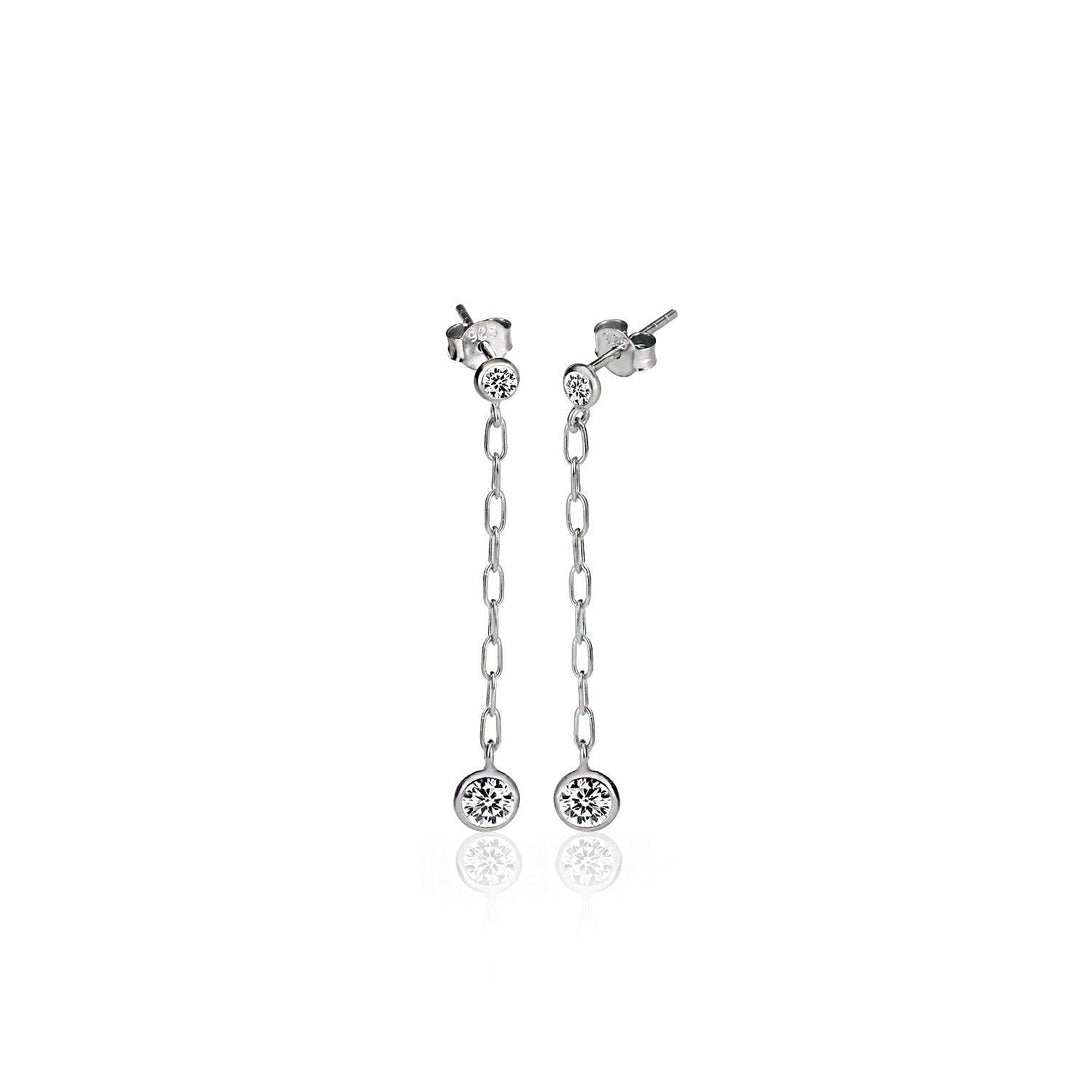 Dangling Paperclip chain Earrings In Sterling Silver - Nili Gem