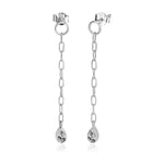 Dangling Paperclip Drop Earrings In Sterling Silver - Nili Gem