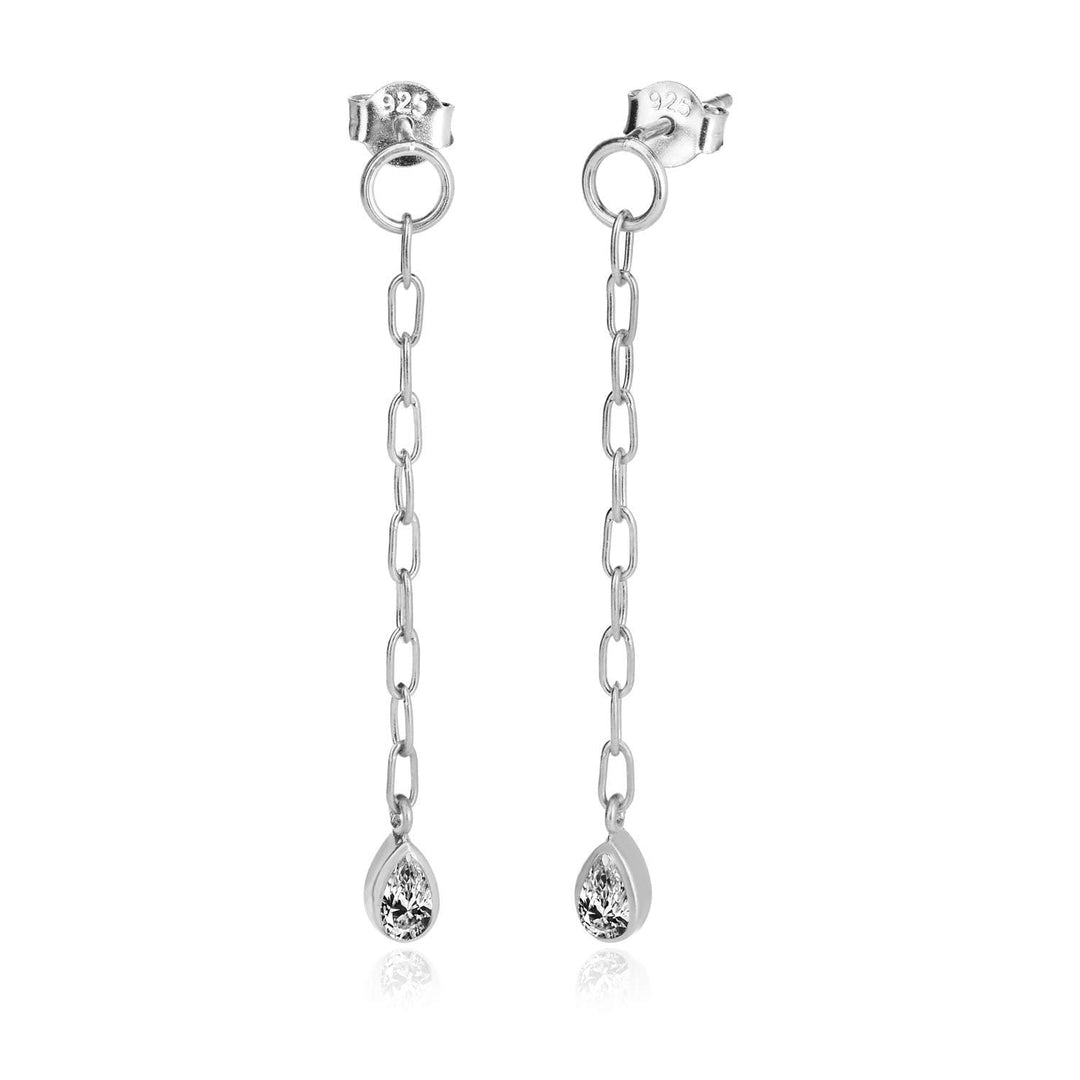 Dangling Paperclip Drop Earrings In Sterling Silver - Nili Gem