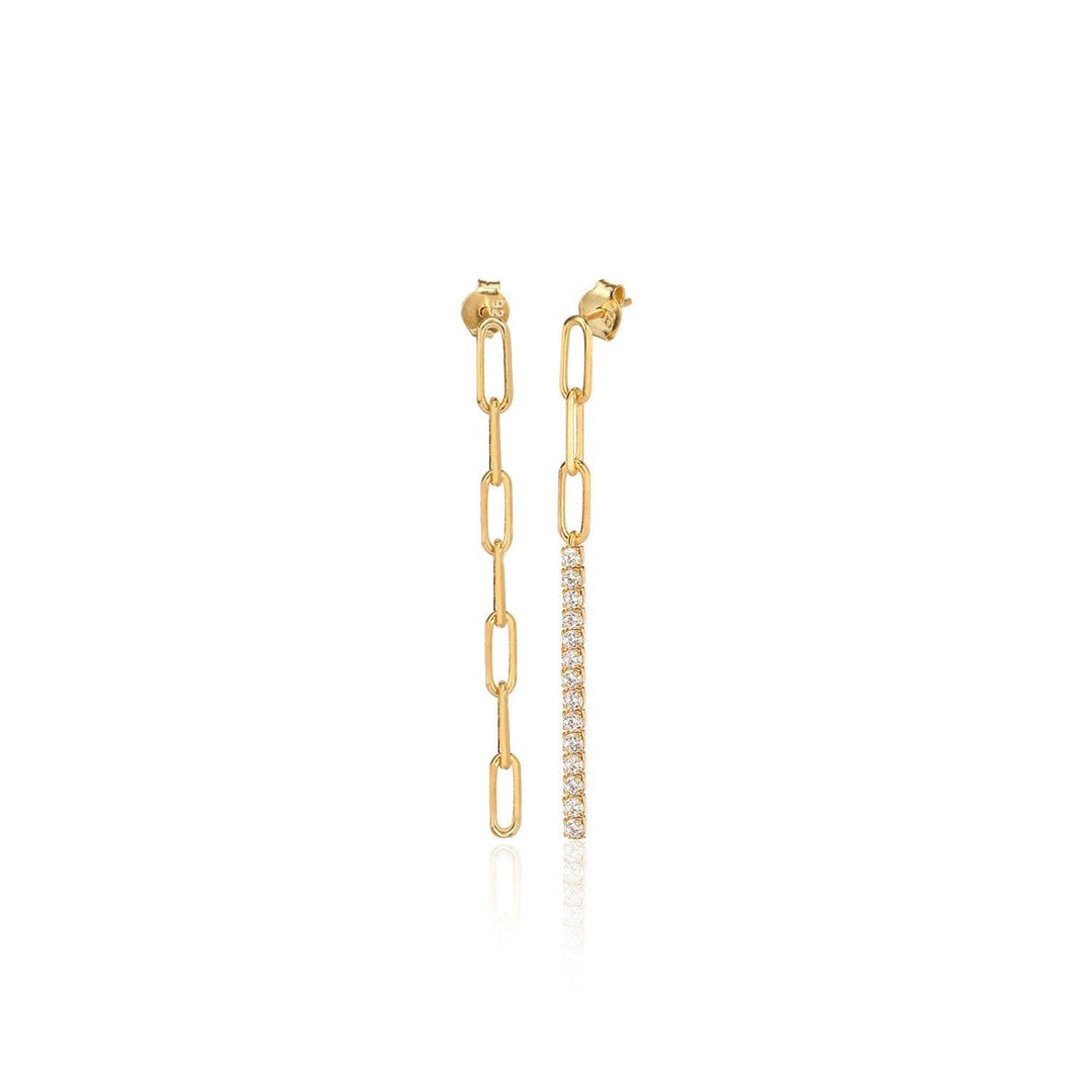 Dangling paperclip tennis chain Earrings - Nili Gem