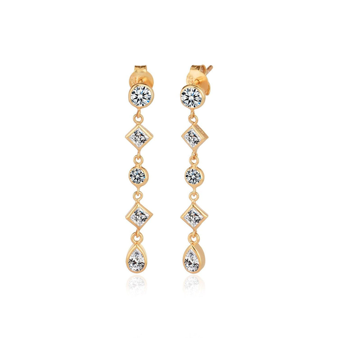 Dangling Royal CZ Party Drop Earrings in Gold Vermeil - Nili Gem