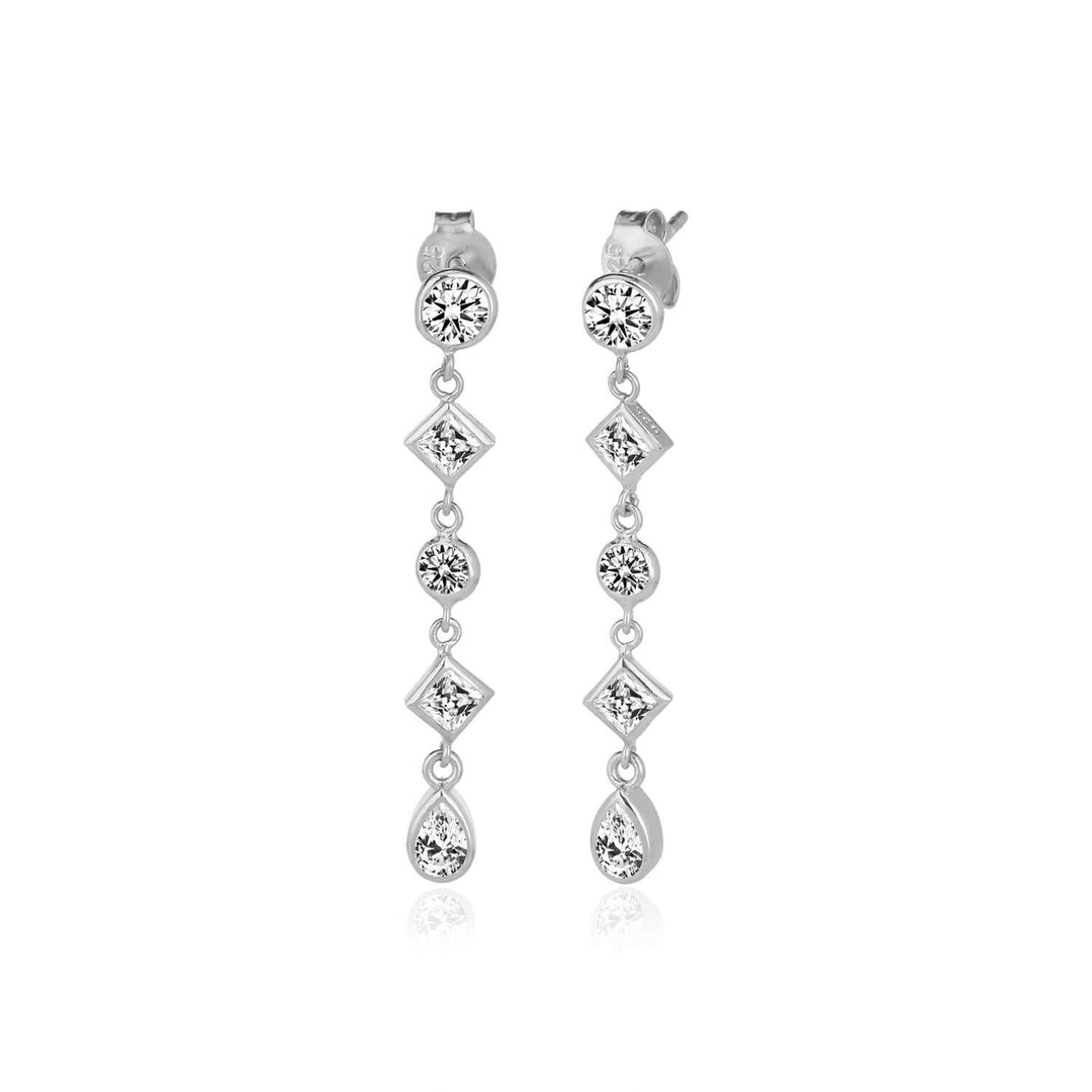 Dangling Royal CZ Party Drop Earrings in Sterling Silver - Nili Gem