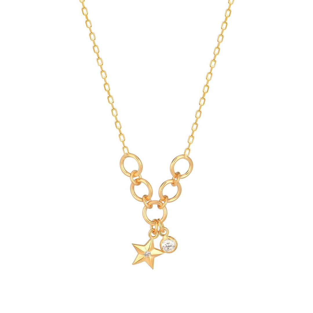 Dangling Star Charm Link Party Necklace In Gold Vermeil - Nili Gem