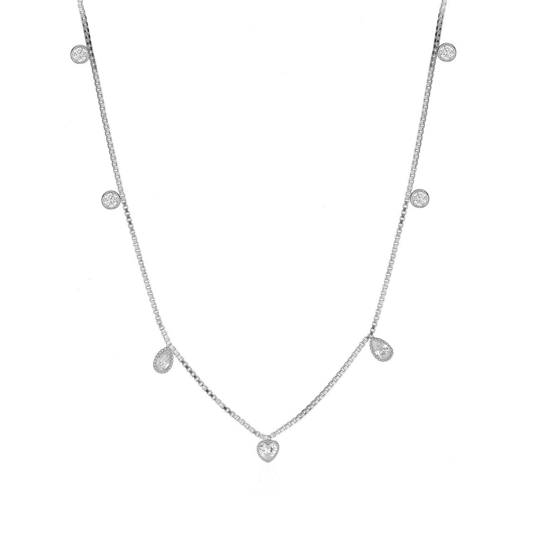 Dangling Station Chain Necklace In Sterling Silver - Nili Gem